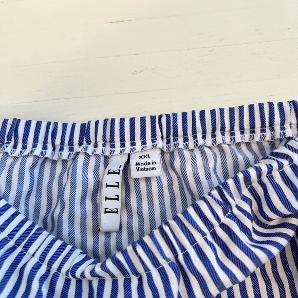 Elle Womens 2XL Striped 3/4 Off Shoulder Floral Embroidered Top Blouse - Picture 3 of 4